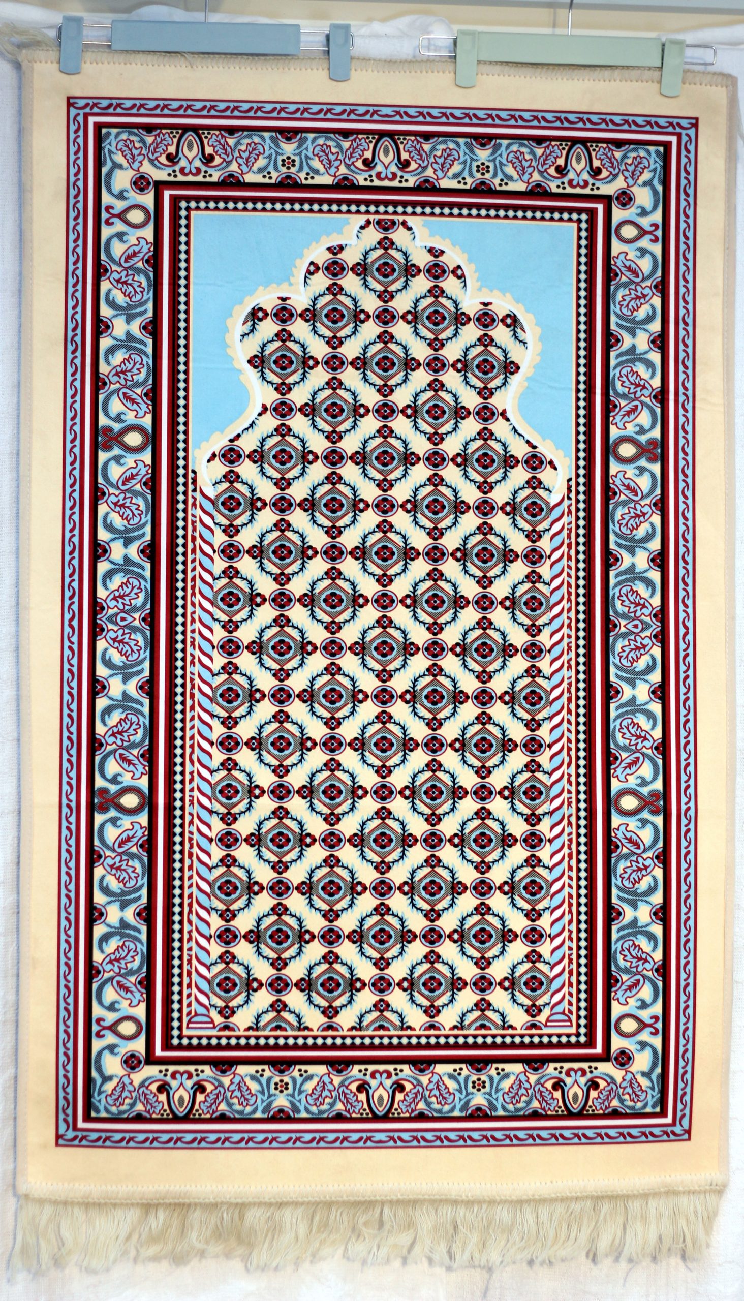 Comfort prayer mat (Janamaz) Turkish style with turquoise and red colors(44×28)